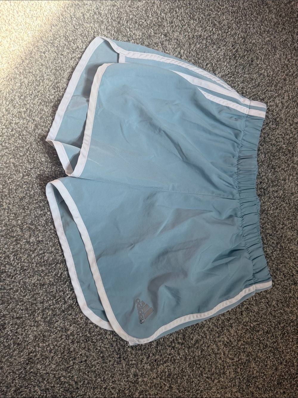 adidas Light Blue Athletic Shorts with White Trim